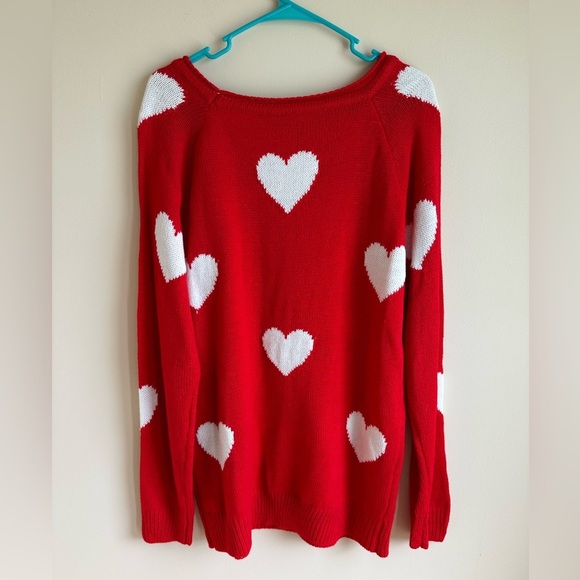 Julia Rose Amora Heart Sweater - Medium - NWT- Red White 100% Acrylic - Picture 2 of 9